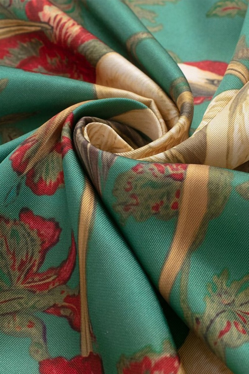 SATIN PRINT TASSEL FRINGE SCARF