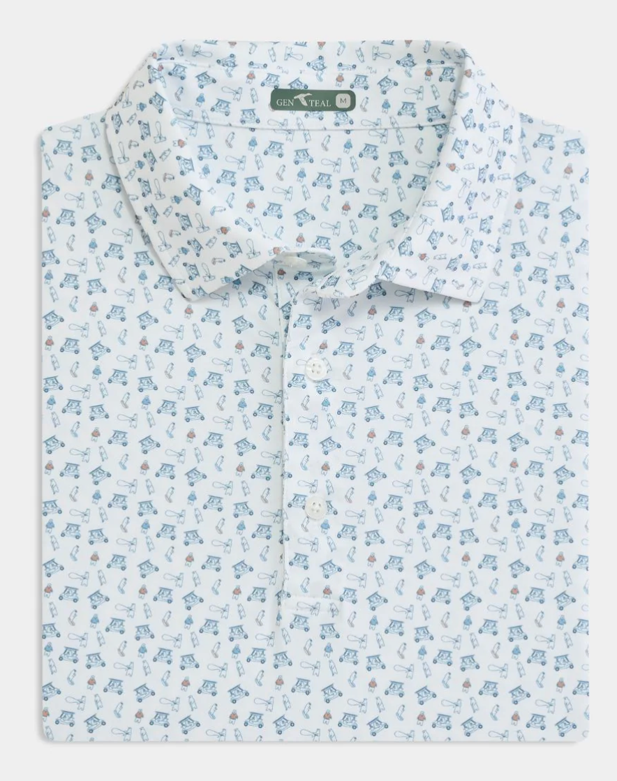 STREAM TO GREEN PRINTED PERFORMANCE POLO