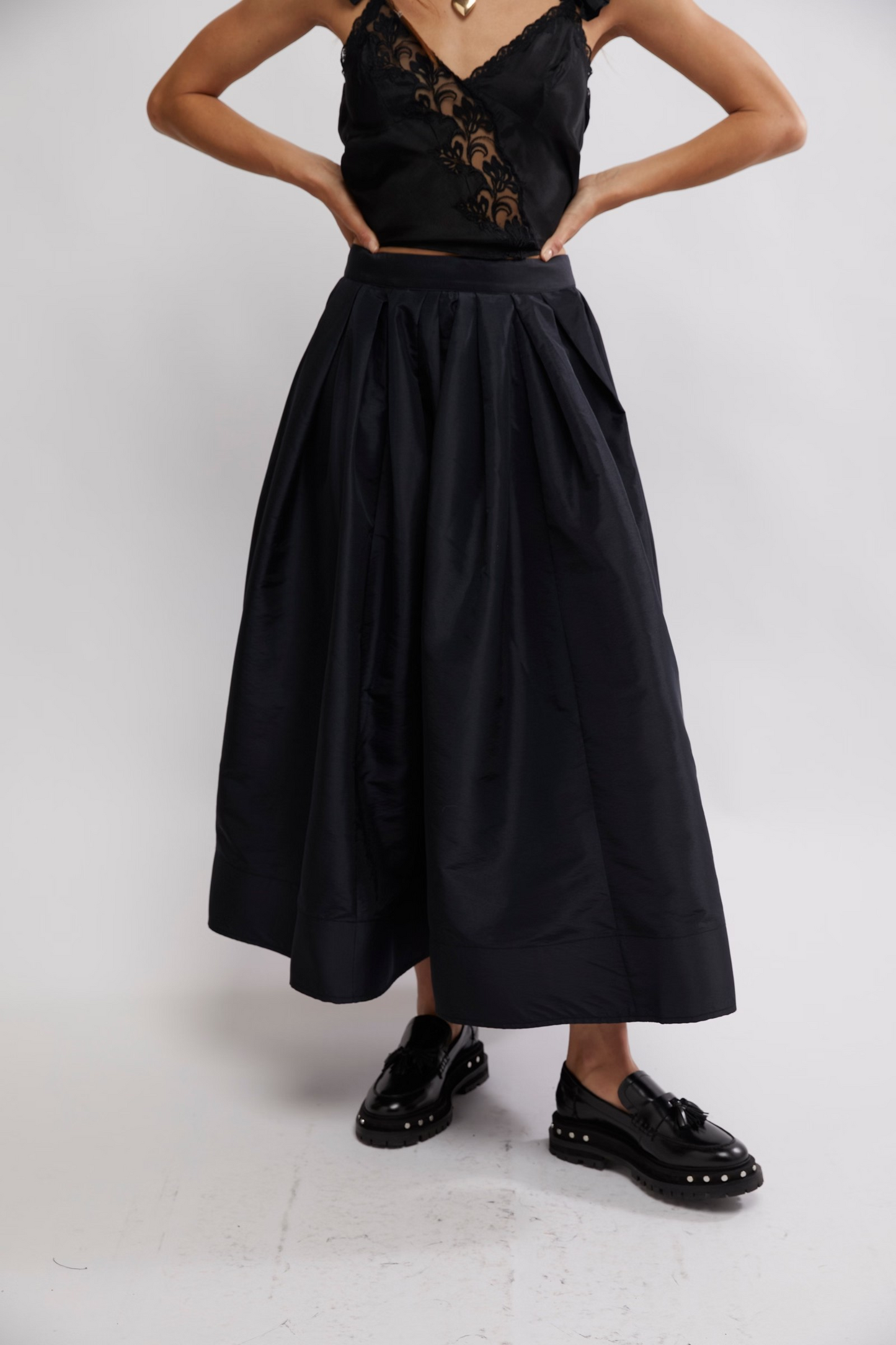 FREE PEOPLE BLACK EMILIA FULL SKIRT