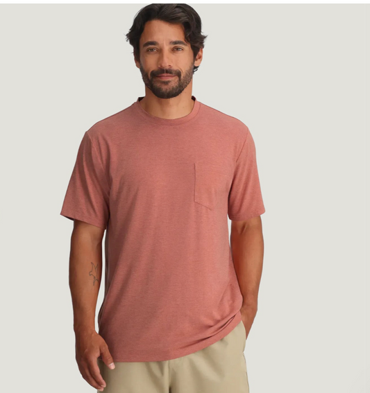 HEATHER RED CLAY MEN'S BAMBOO FLEX POCKET TEE