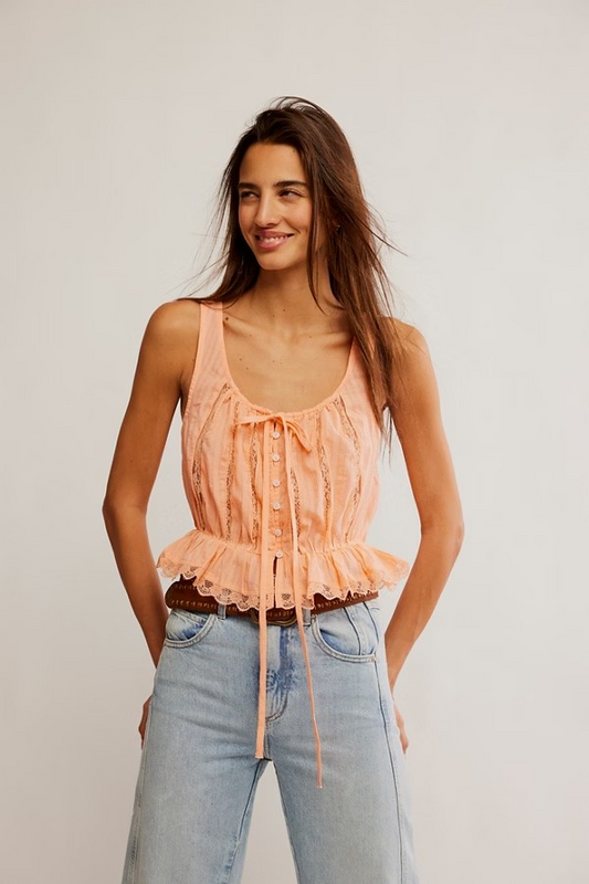 FREE PEOPLE SPRING MELON ALANA LACE TANK