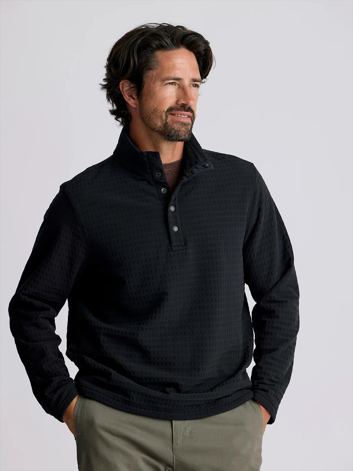 FREE FLY MEN'S BLACK GRIDBACK FLEECE PULLOVER