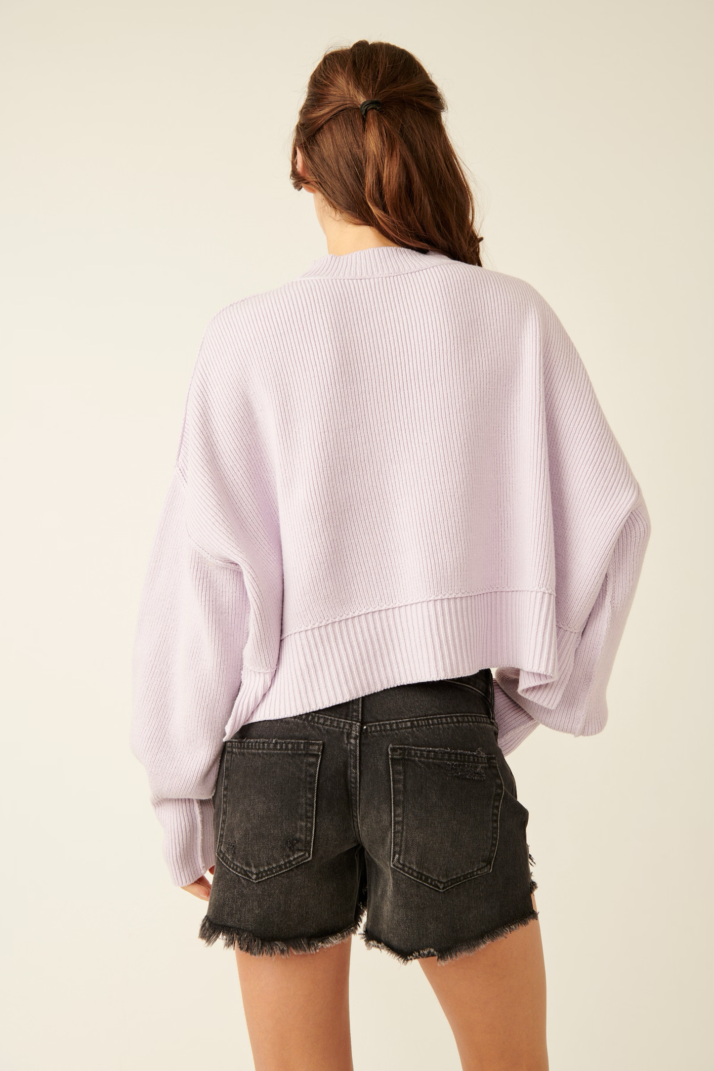 FREE PEOPLE FROST LAVENDER EASY STREET CROP PULLOVER