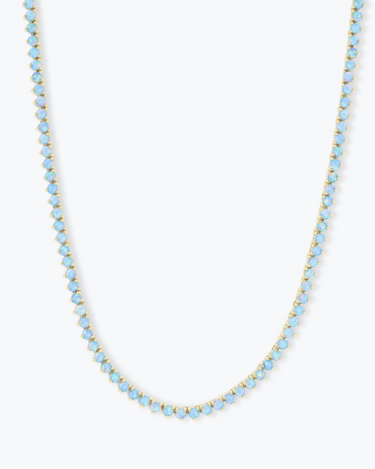 "NOT YOUR BASIC" BLUE OPAL TENNIS NECKLACE