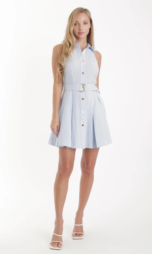 BLUE SEER SUCKER KAIA DRESS