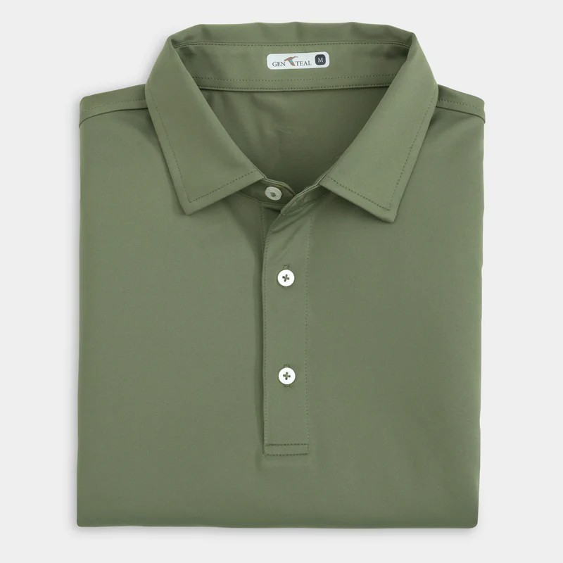 GENTEAL OLIVE SOLID PERFORMANCE POLO