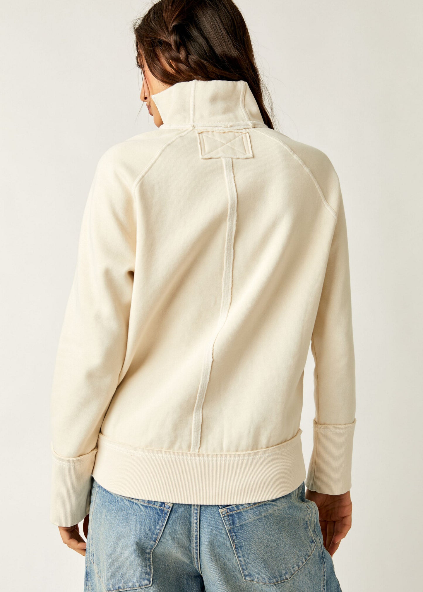 FREE PEOPLE IVORY 1/2 ZIP JUST A GAME TOP