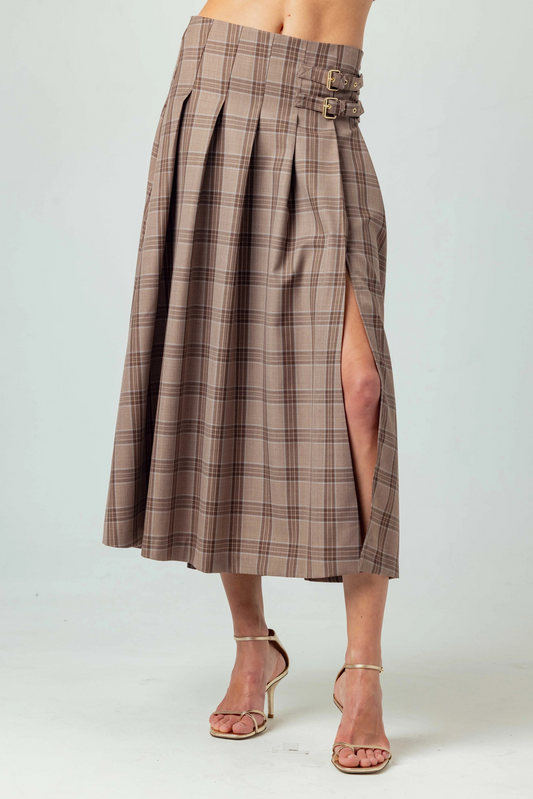 MOCHA PLAID CASINI SKIRT
