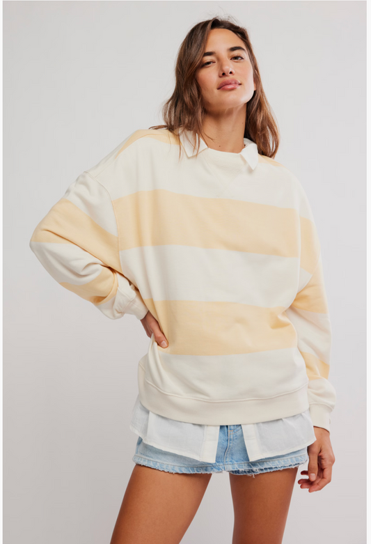 APRICOT COMBO CLASSIC STRIPE CREWNECK