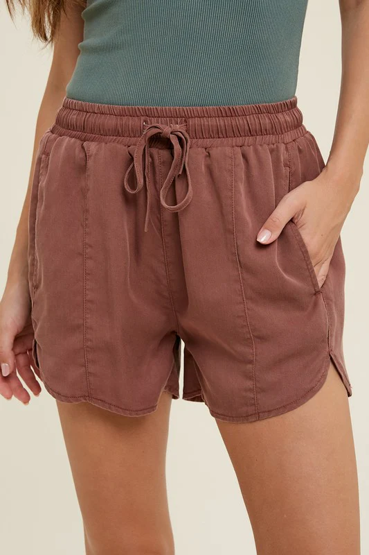 WISHLIST RED BEAN TENCEL SHORTS