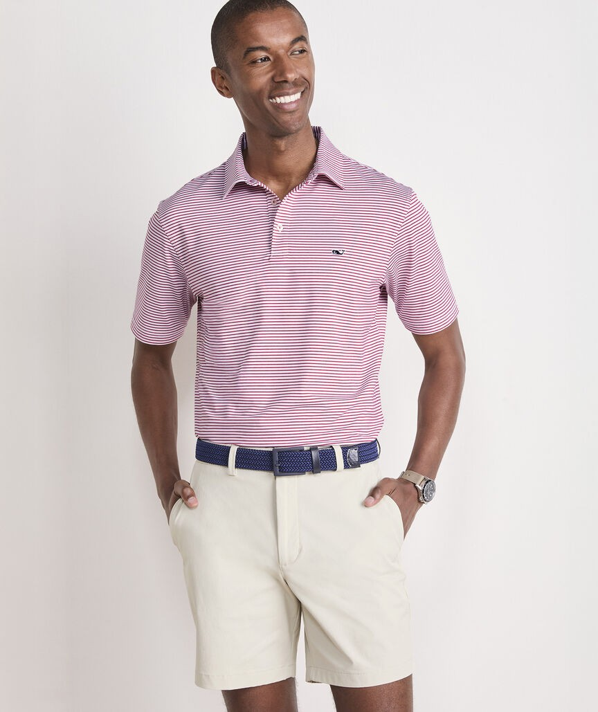 LIGHTHOUSE RED BRADLEY STRIPE SANKATY POLO