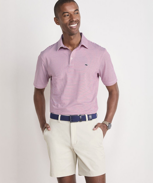 LIGHTHOUSE RED BRADLEY STRIPE SANKATY POLO