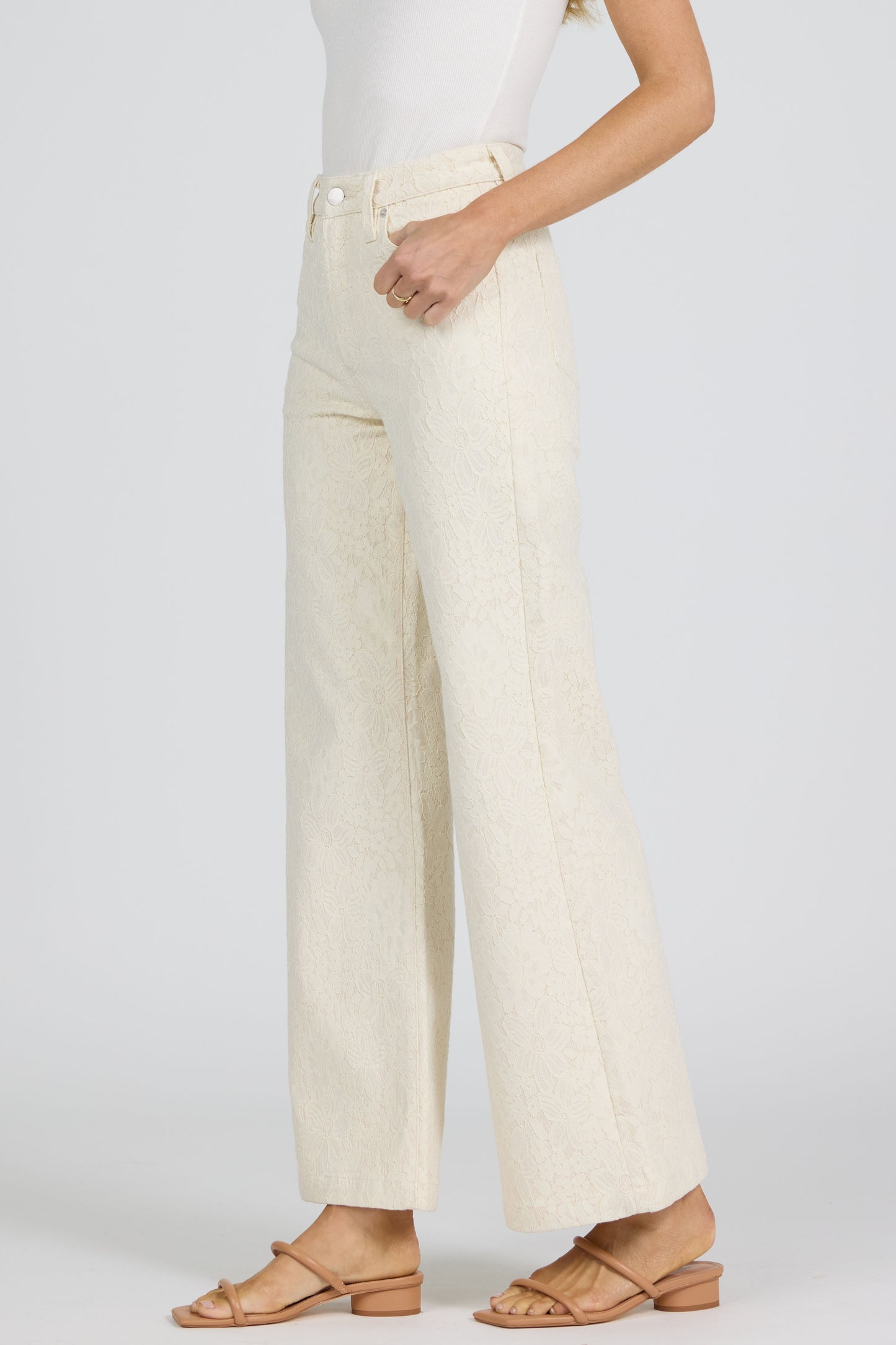 WHEAT LACE FIONA WIDE LEG JEANS