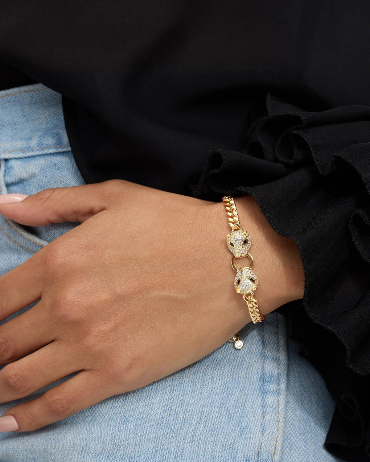 MELINDA MARIA DOUBLE JAGUAR CUBAN BRACELET