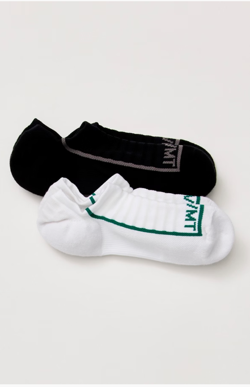 WHITE/BLACK SIMPLE SPORT NO SHOW SOCKS