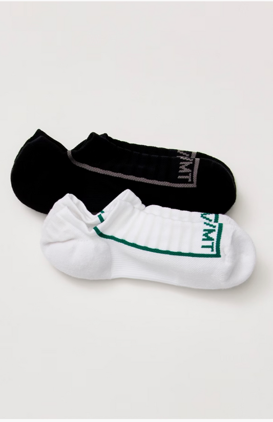 WHITE/BLACK SIMPLE SPORT NO SHOW SOCKS
