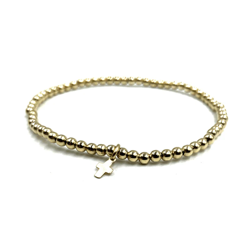 ERIN GRAY 3MM GOLD FILLED KARMA WATERPROOF BRACELET WITH LUXE CROSS