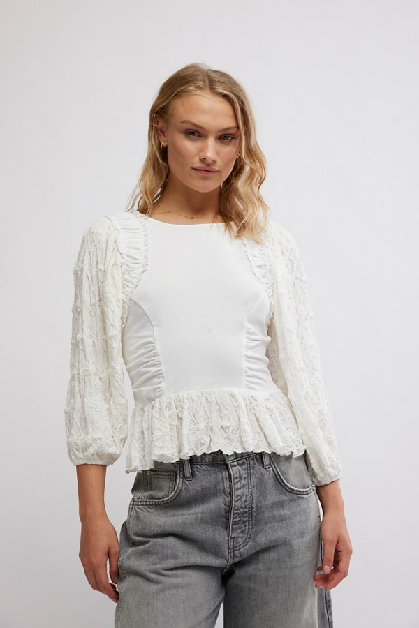 FREE PEOPLE OPTIC WHITE OLIVIA TOP