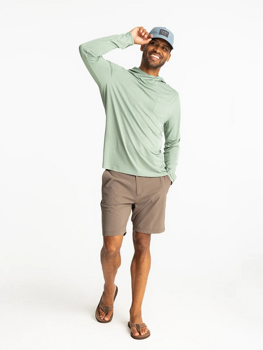 FREE FLY MEN'S PALM GREEN LIGHTWEIGHT HOODIE