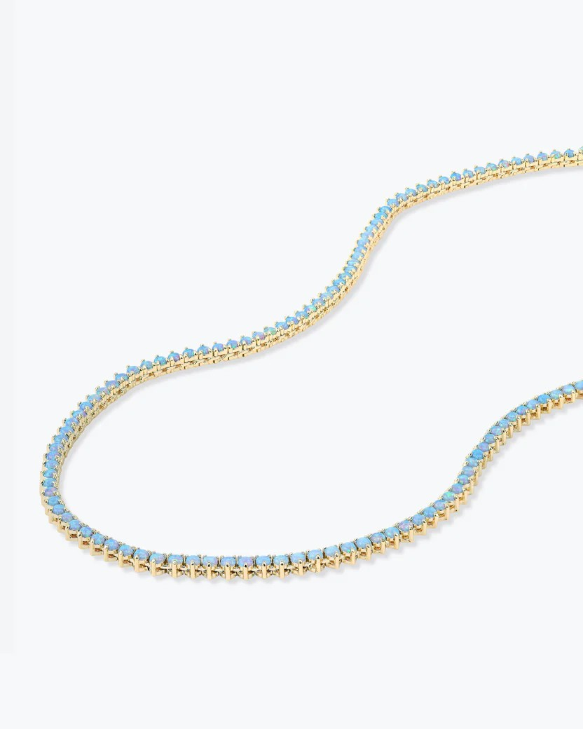 "NOT YOUR BASIC" BLUE OPAL TENNIS NECKLACE