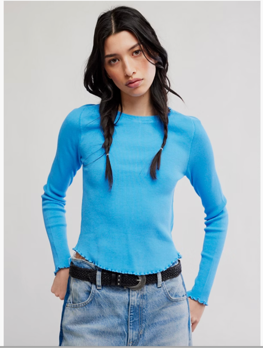 FREE PEOPLE AZURE BLUE EASY DOES IT TEE