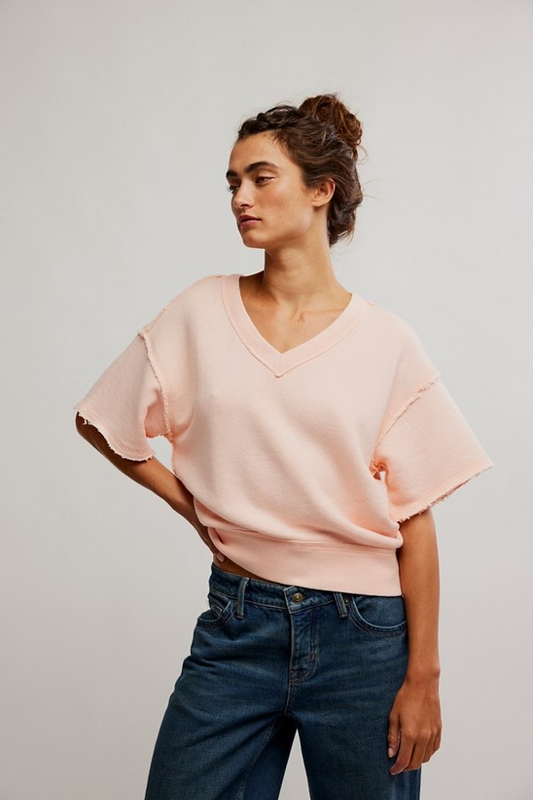 FREE PEOPLE TROPICAL PEACH SO EASY SWEATSHIRT