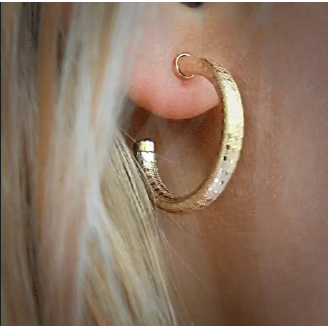 BALI 14K GOLD-FILLED PATTERNED POST HOOPS