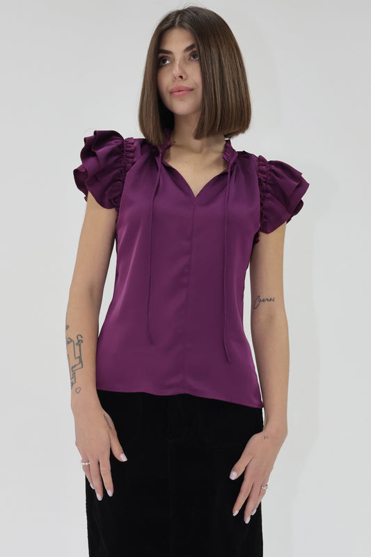 ROYAL PLUM NURA SATIN TOP