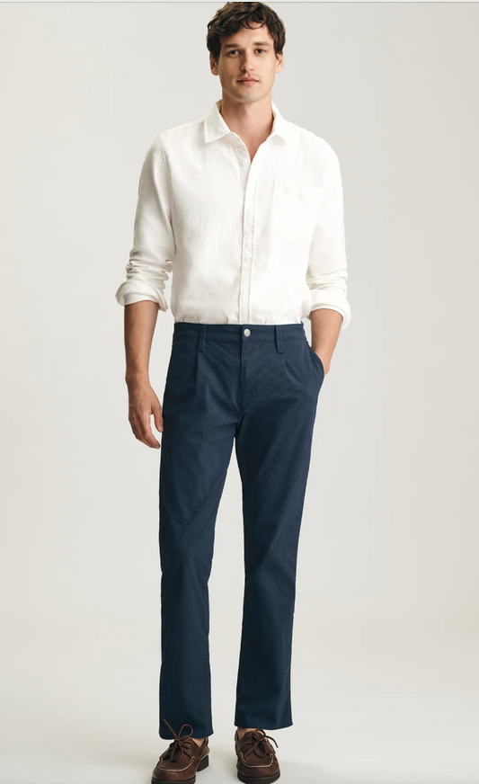 NAVY STRIPE WILL PLEATED PANTS