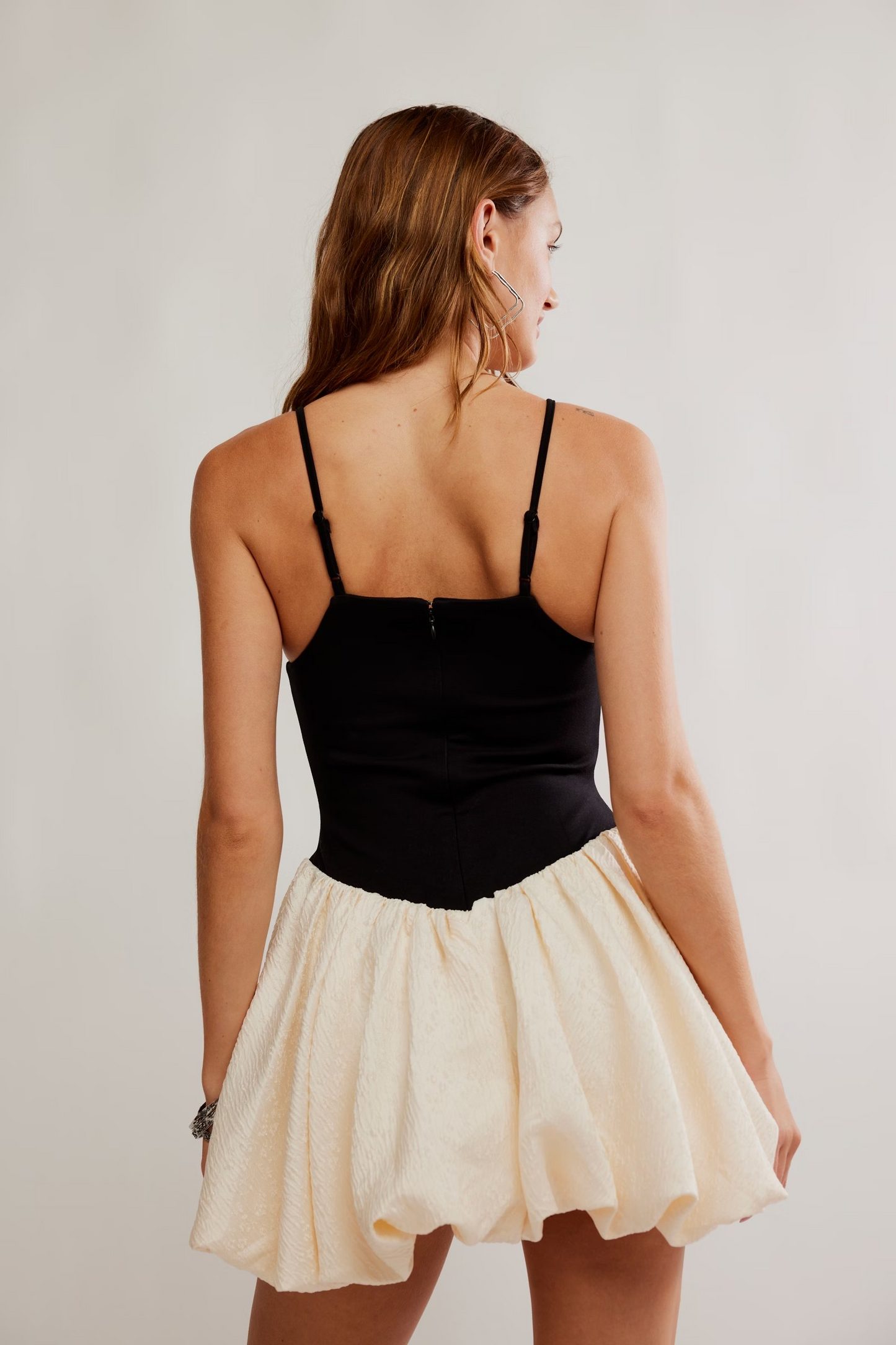 BLACK TIE COMBO TINSEL KISS MINI DRESS