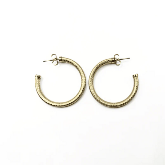 BALI 14K GOLD-FILLED PATTERNED POST HOOPS