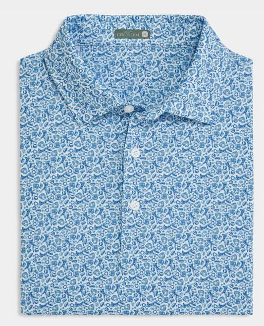 ROYAL BLUE FASTBALL PRINTED PERFORMANCE POLO
