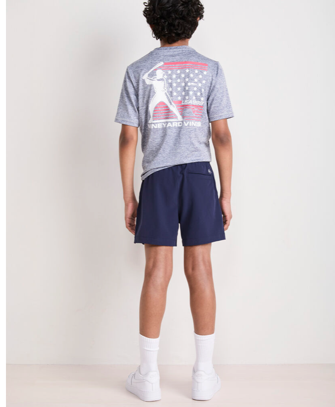 NAUTICAL NAVY BOYS' PERFORMANCE PULL ON SHORTS