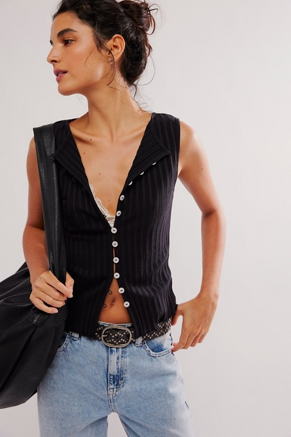 FREE PEOPLE BLACK TILLY VEST