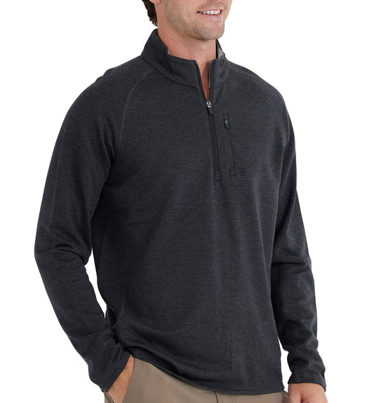 FREE FLY HEATHER BLACK MEN'S BAMBOO HERITAGE FLEECE QUARTER ZIP