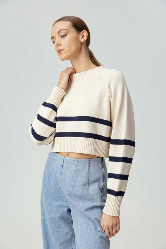 SUNDAYS NAVY CREAM ENID SWEATER