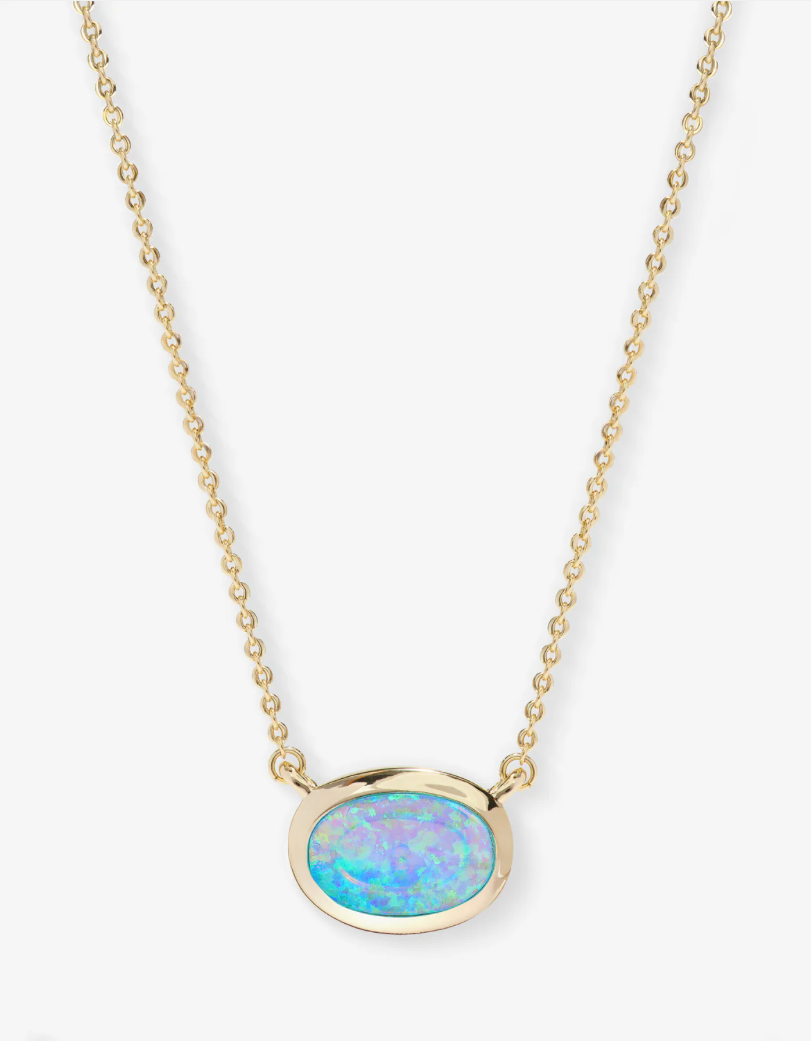 MELINDA MARIA SHE'S A BOSS GOLD BLUE OPAL PENDANT NECKLACE