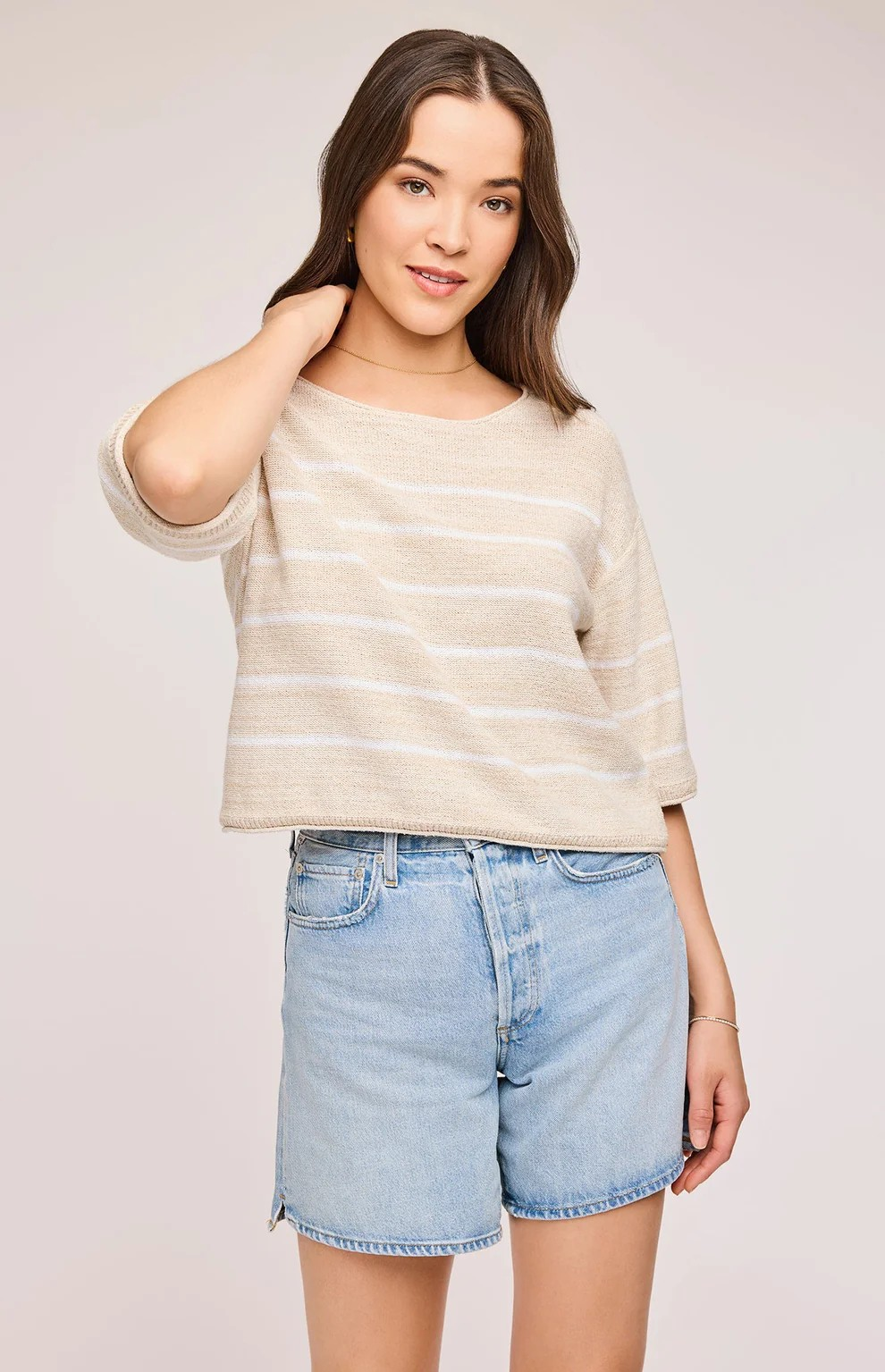 GENTLE FAWN LINEN STRIPE KERRIGAN SWEATER