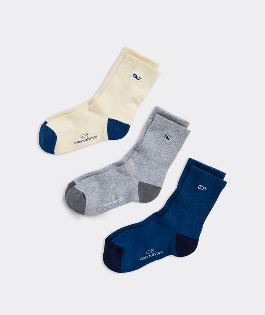 ATHLETIC CLASSIC WHALE QUARTER CREW 3-PACK SOCKS