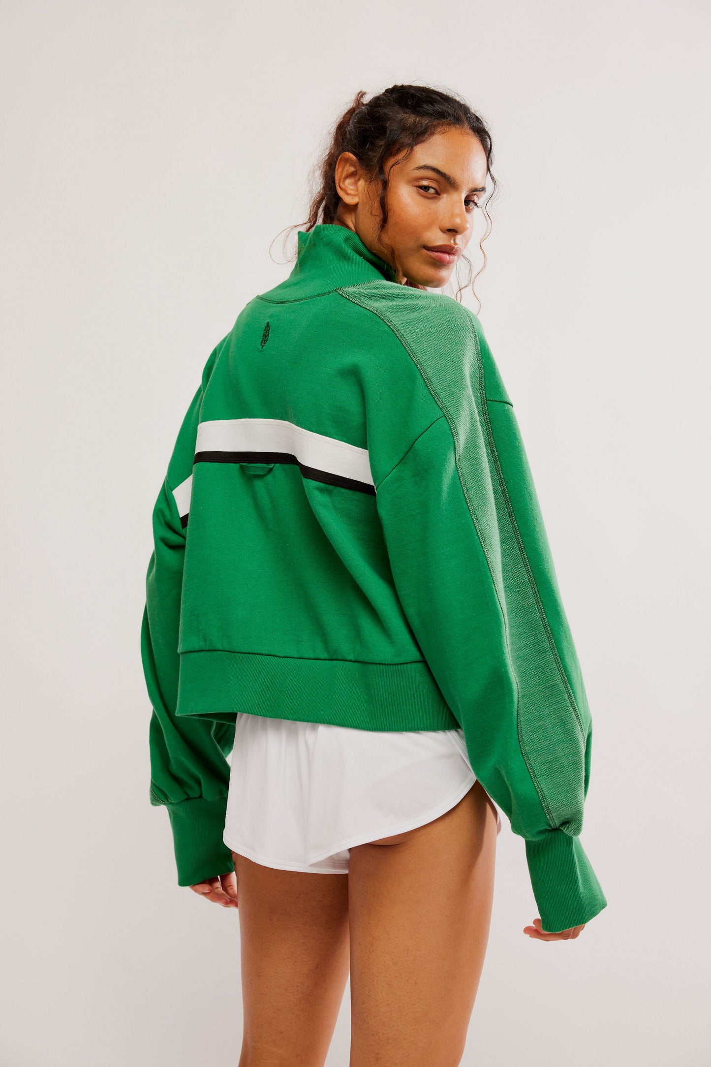 FREE PEOPLE HERITAGE GREEN HIGH JUMP ZIP UP