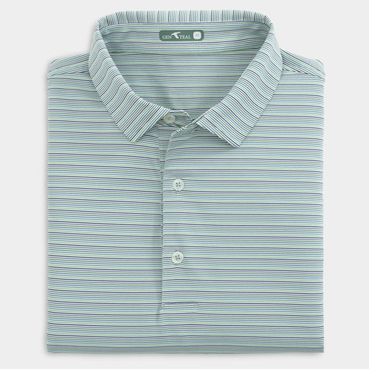 GENTEAL FERN MULTIPINSTRIPE PERFORMANCE POLO