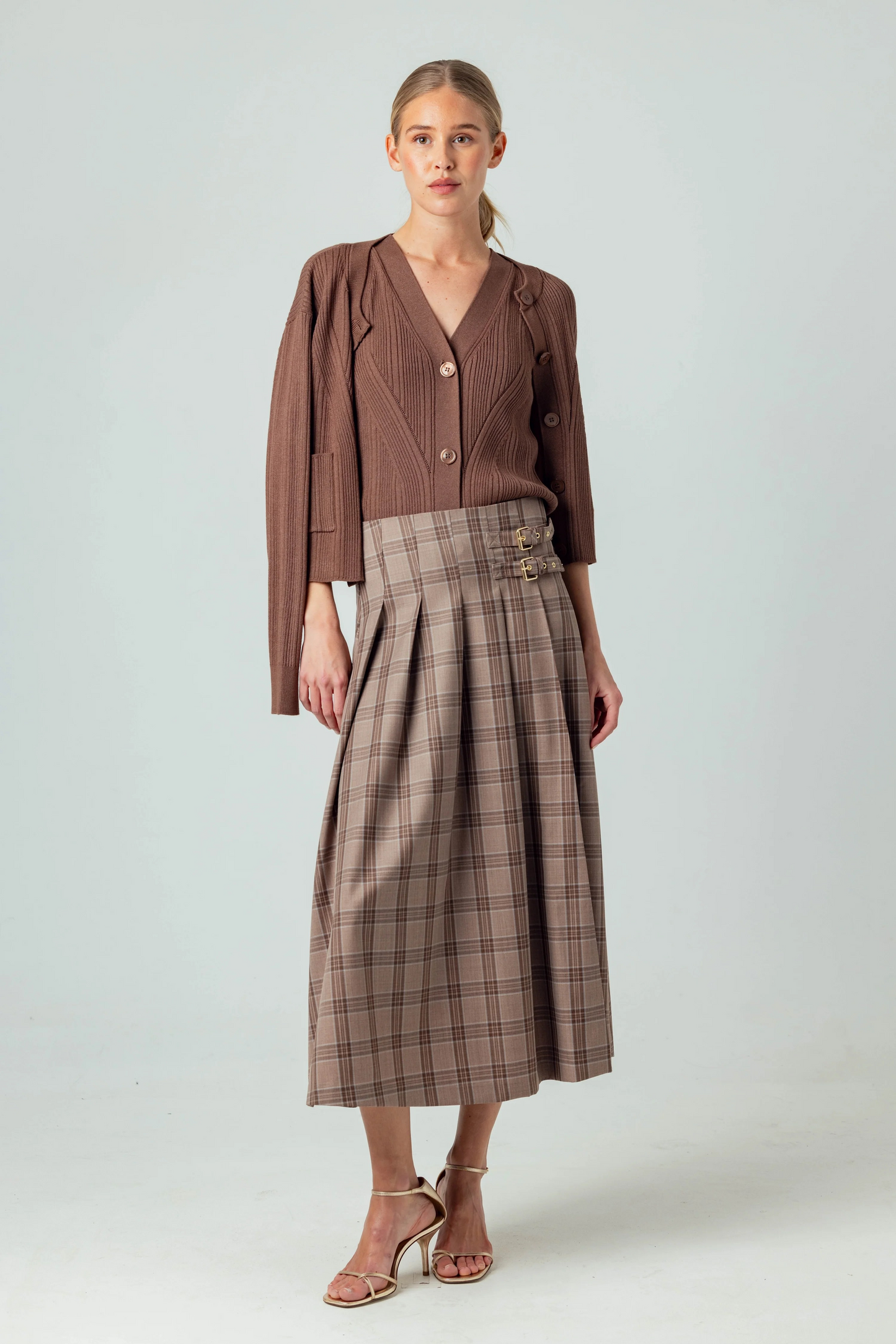 MOCHA PLAID CASINI SKIRT