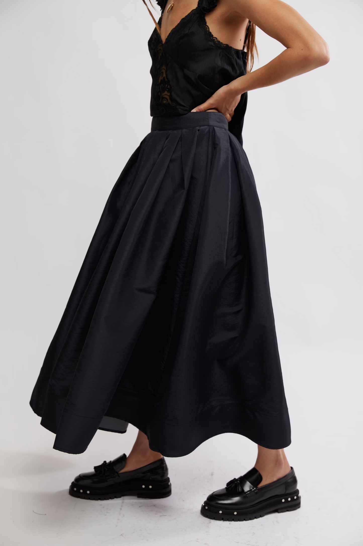 FREE PEOPLE BLACK EMILIA FULL SKIRT