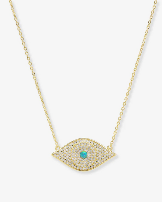 BLUE OPAL EVIL EYE NECKLACE `