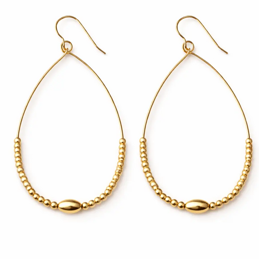 BEADED OVAL TEARDROP EARRING