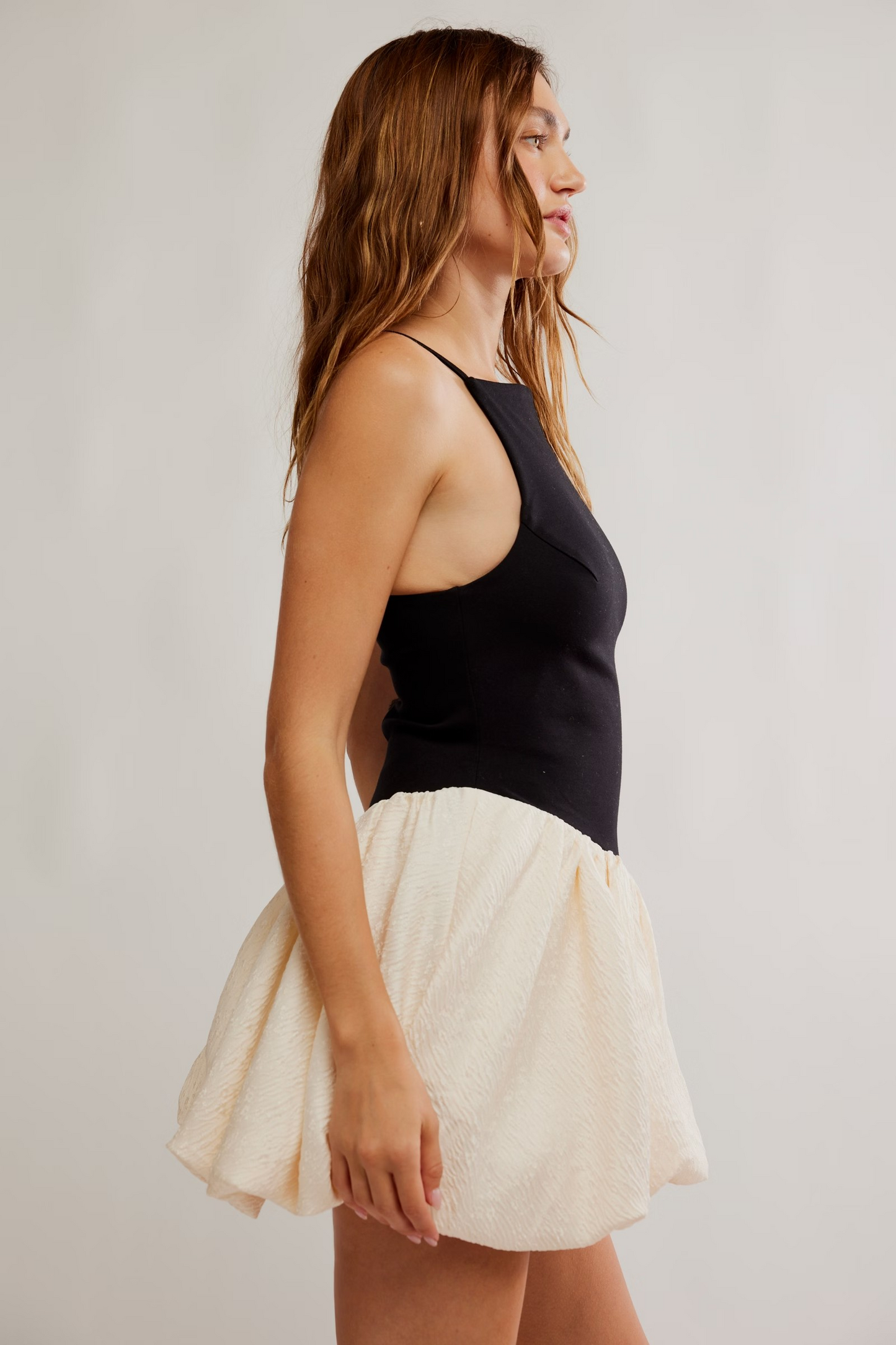 BLACK TIE COMBO TINSEL KISS MINI DRESS