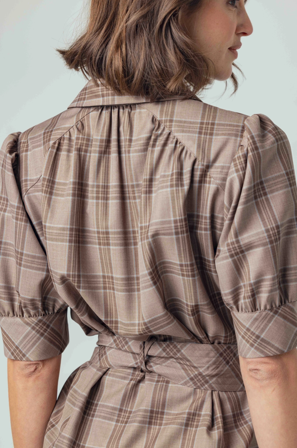 MOCHA PLAID KAMBRY DRESS