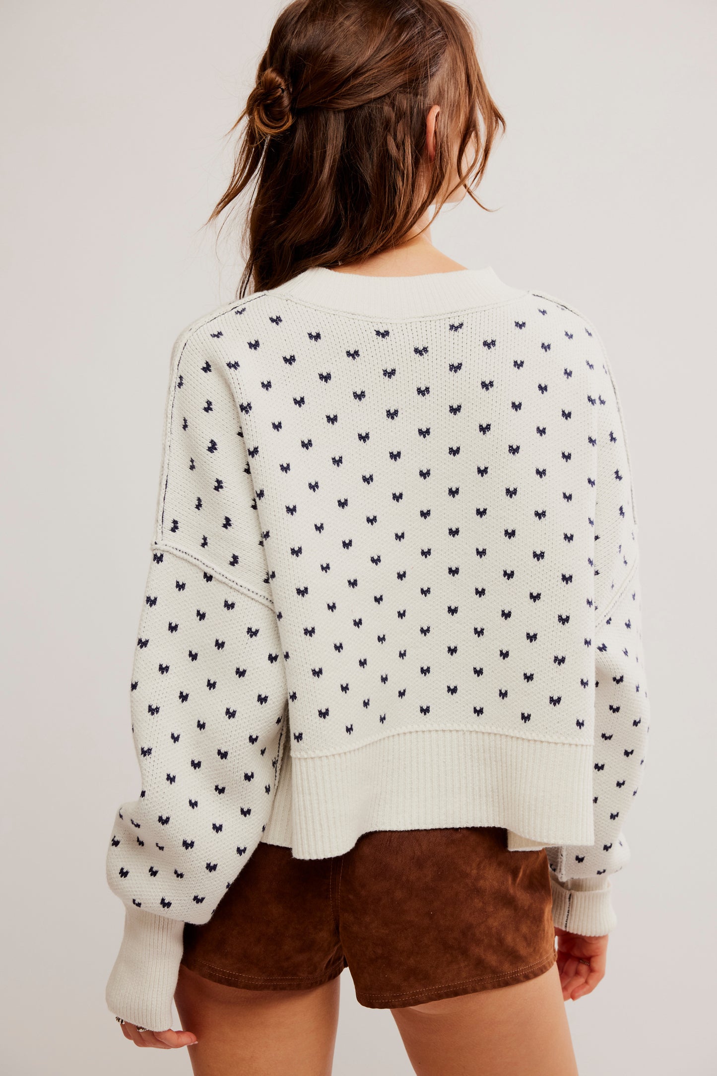 FREE PEOPLE WHITE NAVY COMBO PATTERN EASY STREET CROP