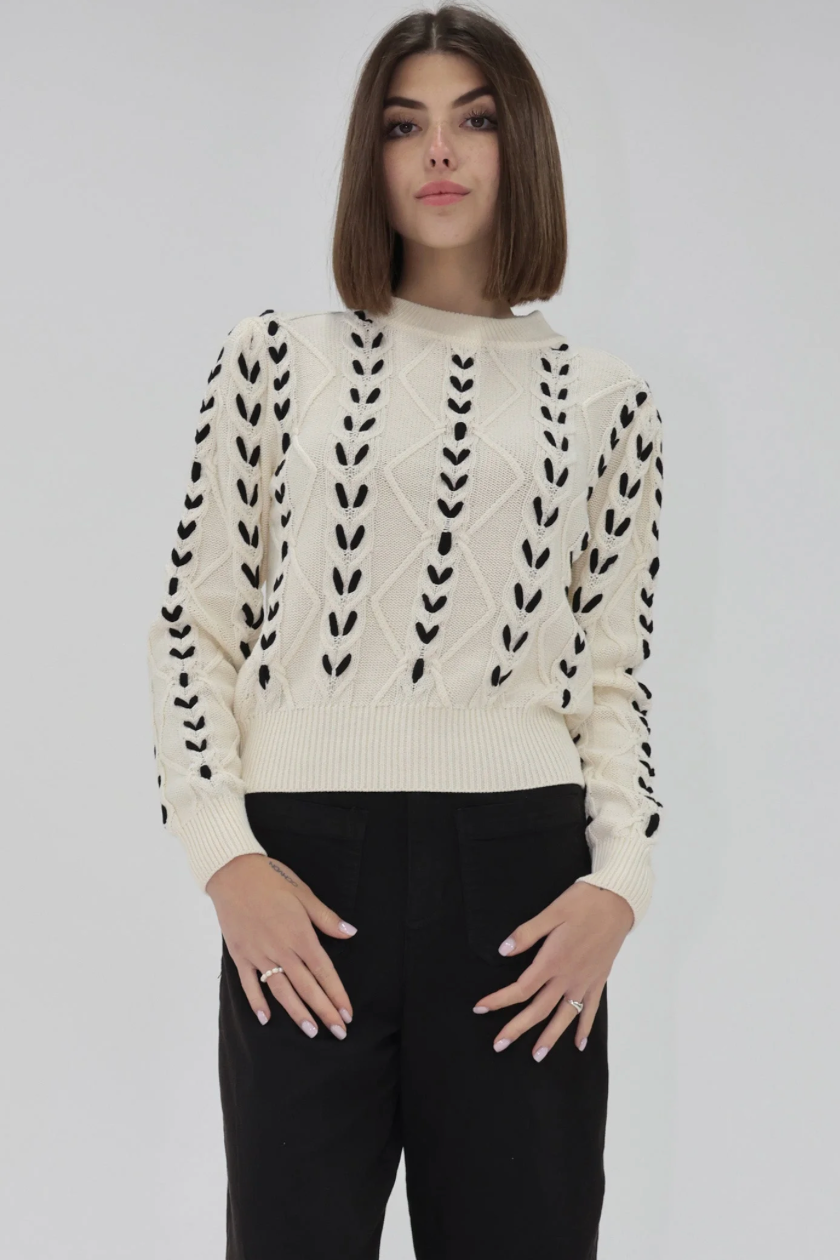 CREAM/BLACK LEXA SWEATER
