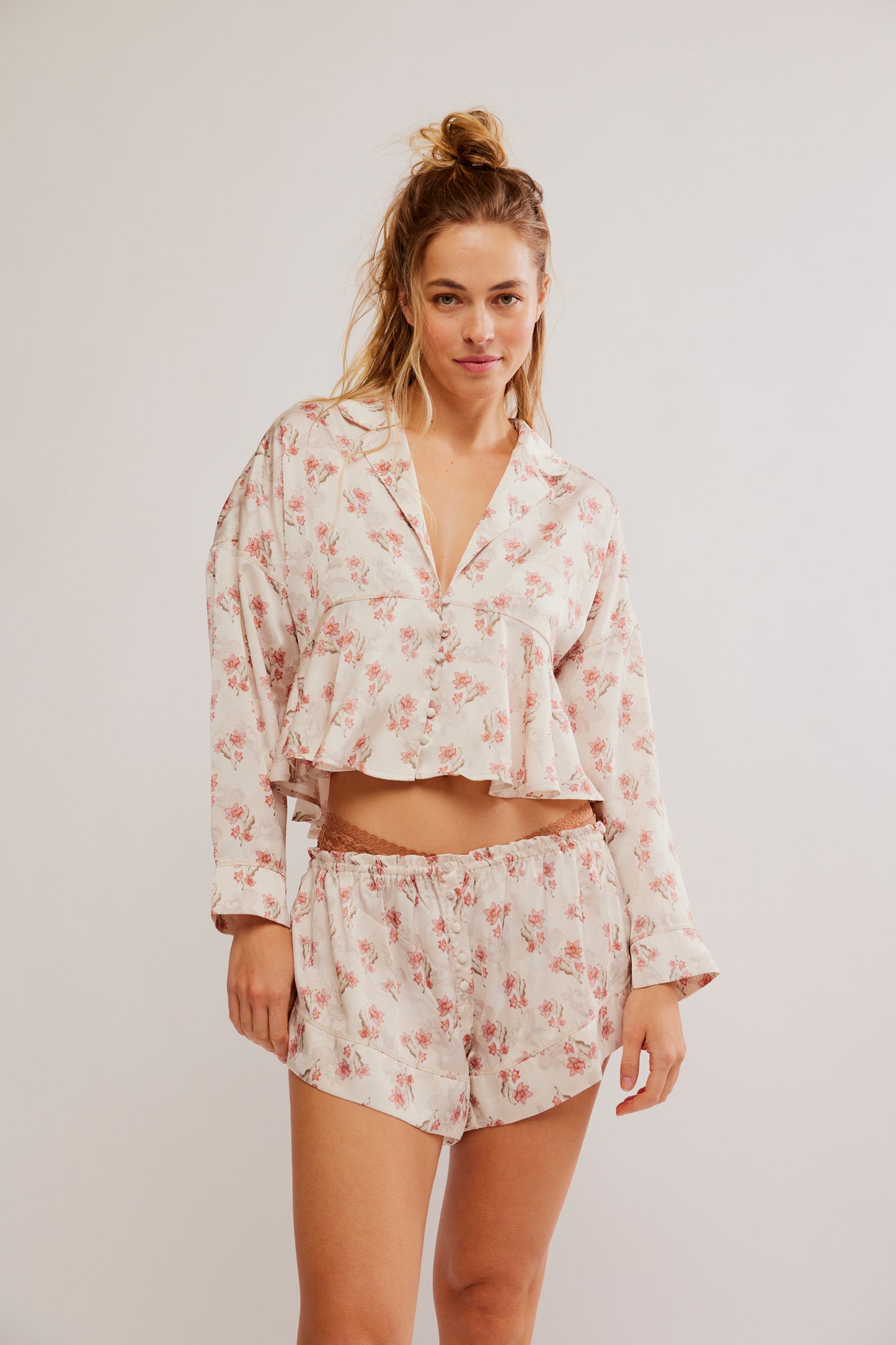 FREE PEOPLE IVORY COMBO BEAUTY SLEEP PJ SET